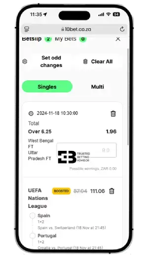 10Bet App Betslip