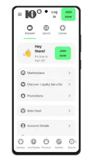 10Bet App Navigation