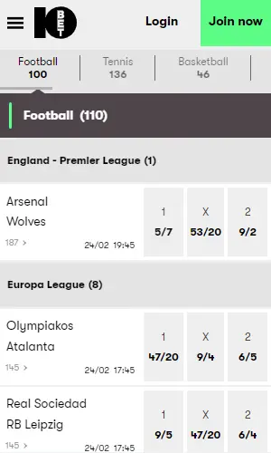 10bet mobile screenshot