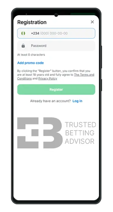 1Win App Android Registration Form NG