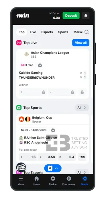 1Win App Android Sports Betting NG