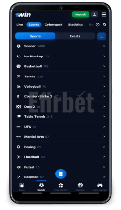 1Win Mobile App for Android - Sports