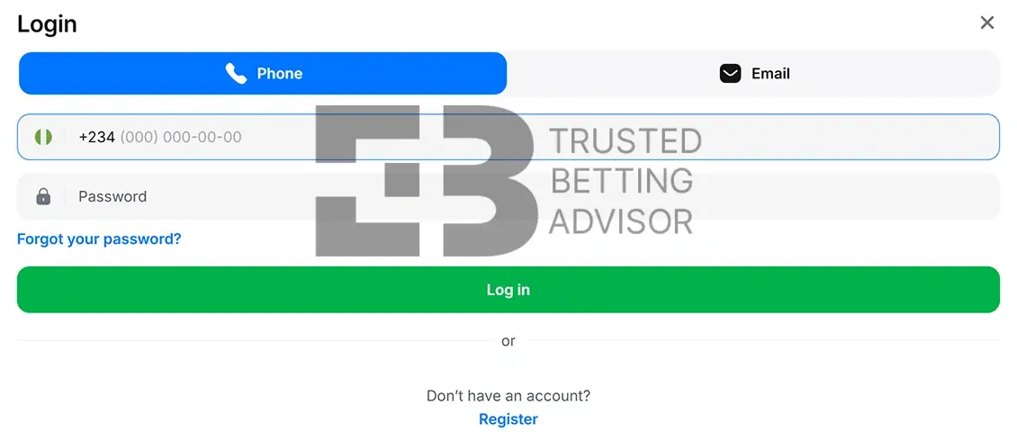 1Win Login Form Nigeria