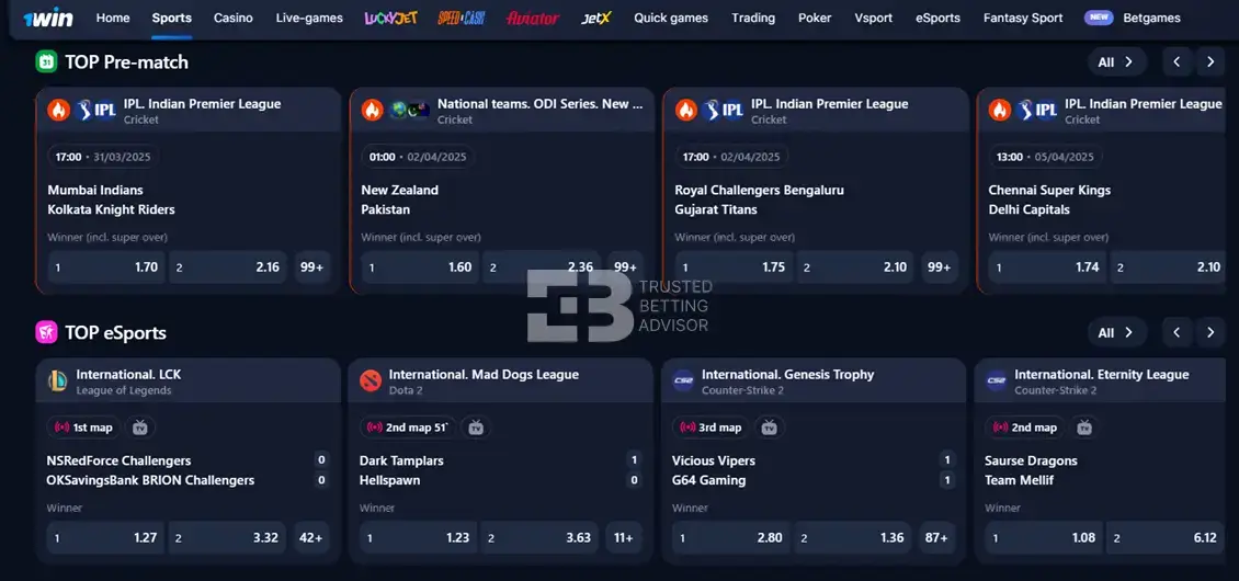 1win sports betting
