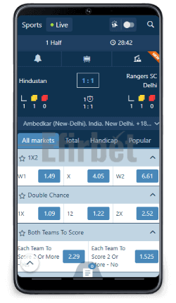 1xBet Android live betting