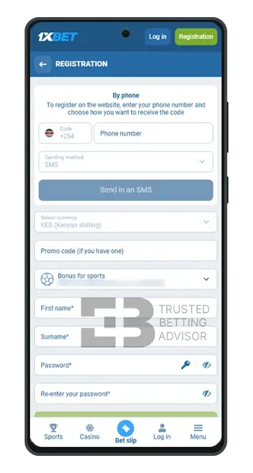 1xBet App Registration Kenya