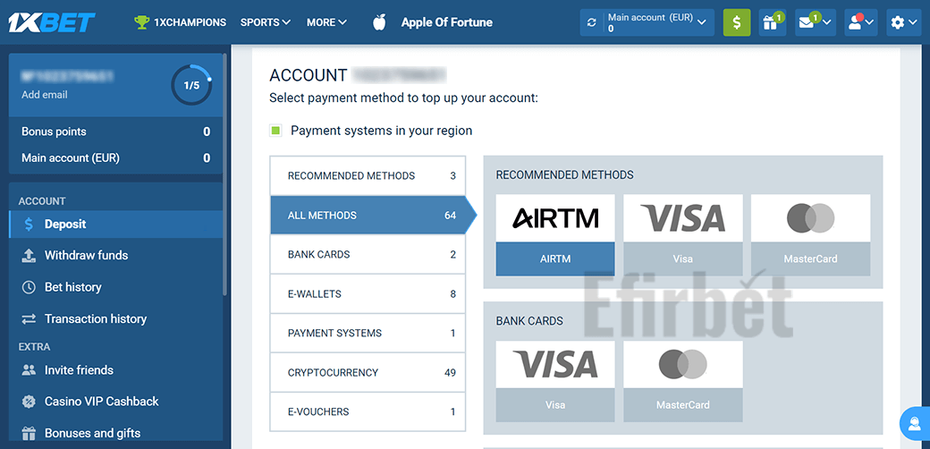 1xBet Deposit