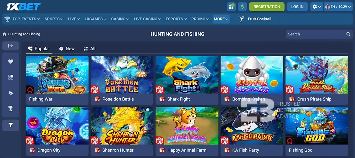 1xBet Hunting And Fishing Games Nigeria