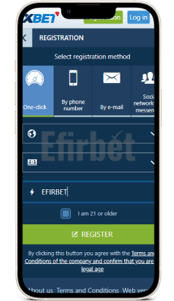 1xBet mobile registration