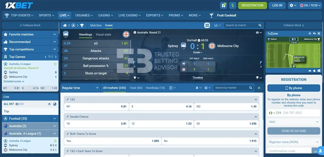 1xBet Live Betting Nigeria