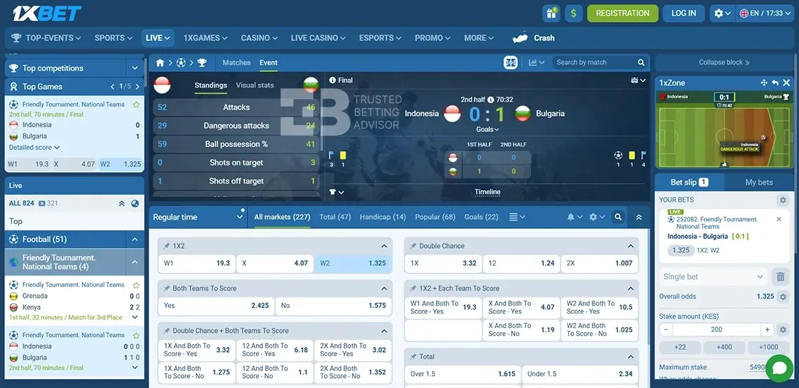 1xBet Live Sports Betting Kenya