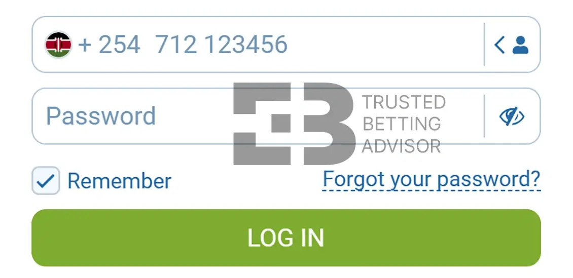 1xBet Login Form Kenya