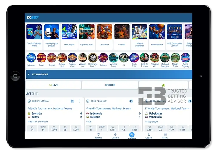 1xBet Mobile Version Tablet Kenya