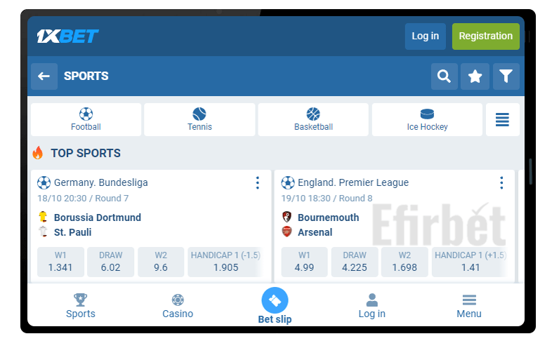 1xBet Mobile Version
