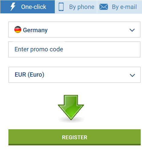 1xBet quick registration steps