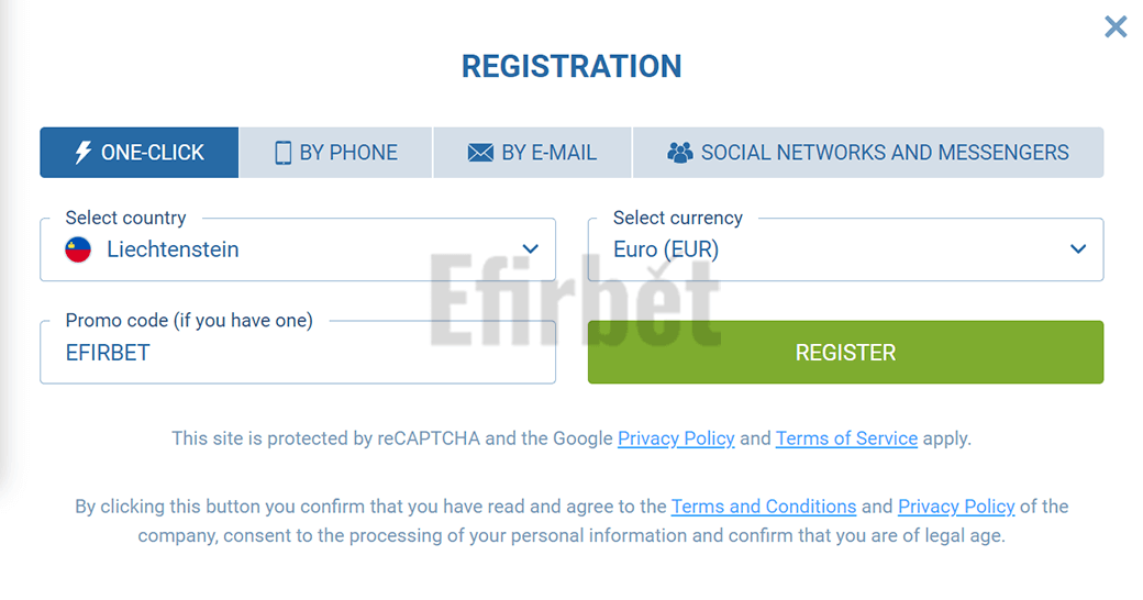 1xBet Registration