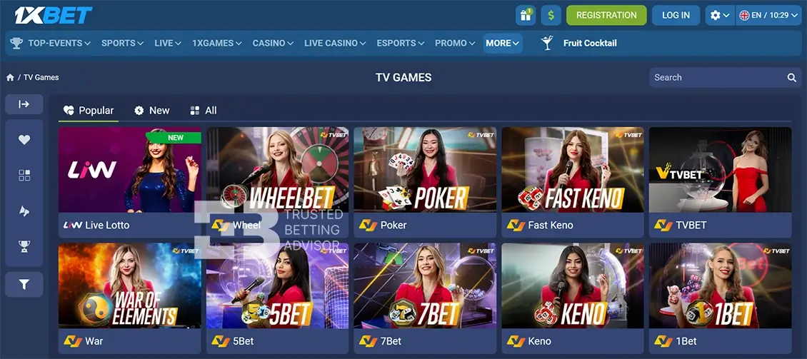 1xBet TV Games Nigeria