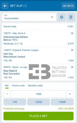 1xBet Welcome Bonus Qualifying Betslip NG