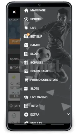 1xBit mobile navigation