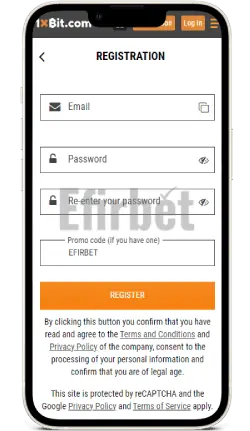 1xBit mobile registration