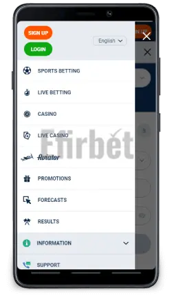 20Bet mobile navigation