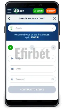 20Bet mobile registration