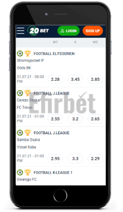 20Bet mobile forecasts
