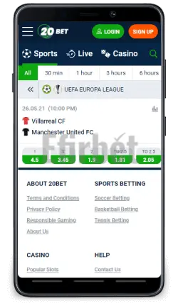 20Bet mobile app