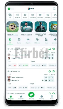22Bet mobile app homepage