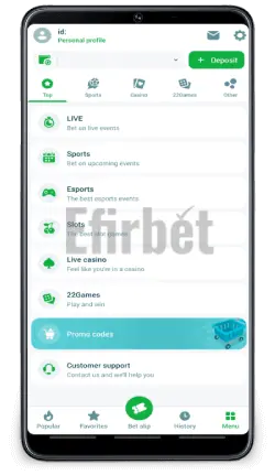 22bet apk navigation