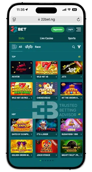 22Bet App Nigeria Casino Games iOS