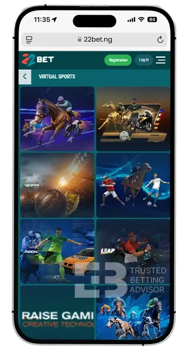 22Bet App Nigeria Virtual Sports iOS