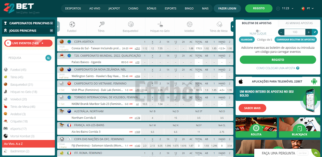 22Bet best betting sites in Portugal