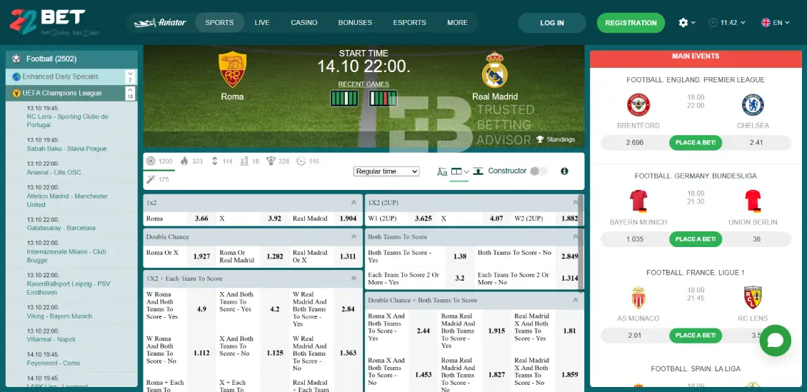 22Bet Nigeria Betting Markets
