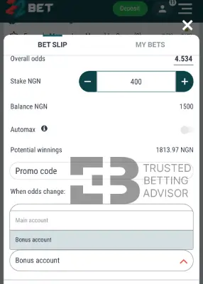22Bet Betting With Bonus Balance NG