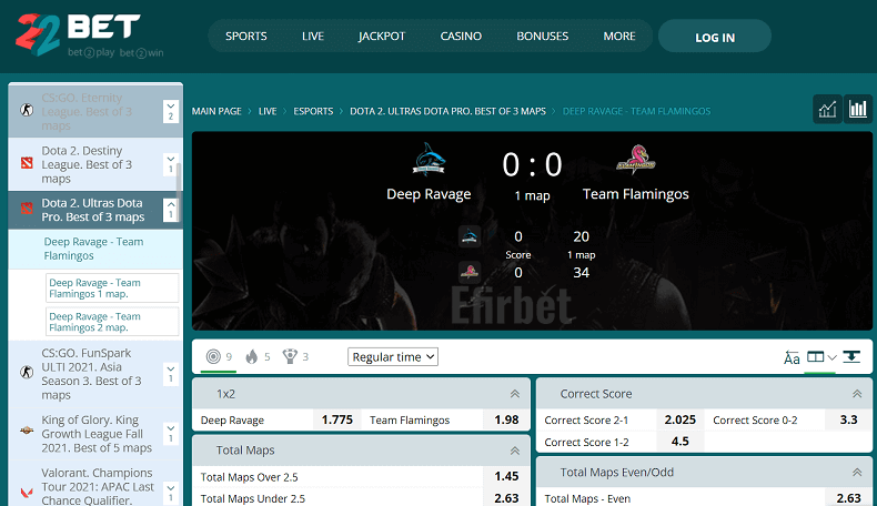 22Bet Dota 2 Betting