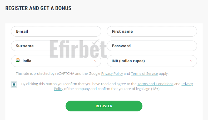 22Bet India registration