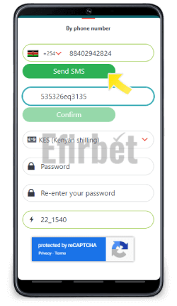 22Bet SMS registration