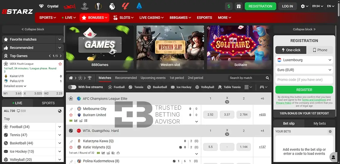 888starz Website Design