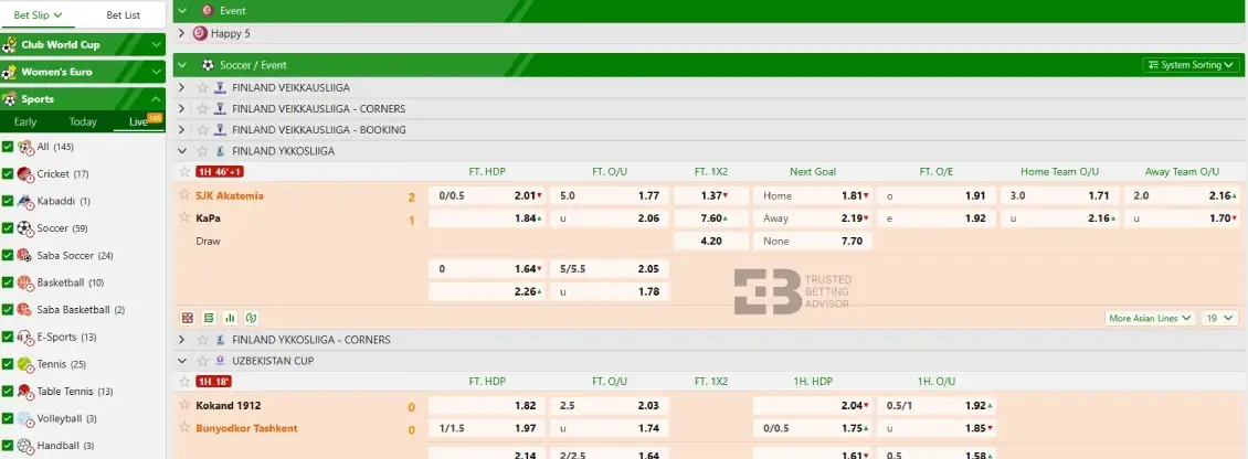 Bajilive Live Sports Section
