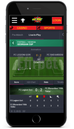 BazingaBet Live Sports on iOS
