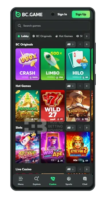 BC Game App Android Casino Games
