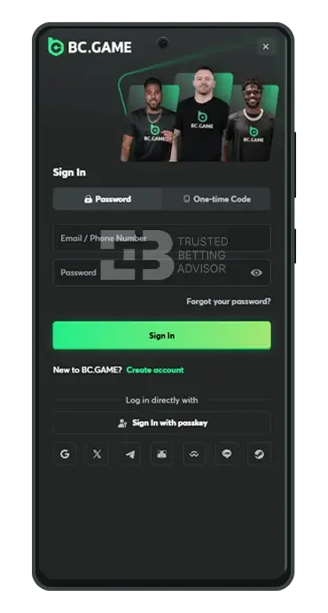 BC Game App Android Login