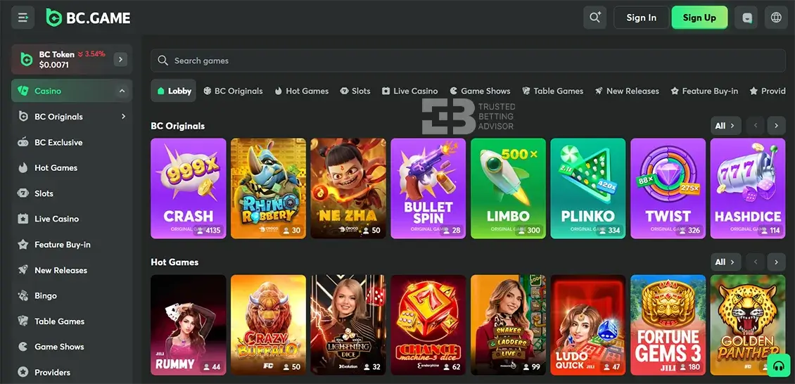 BC Game Casino Games