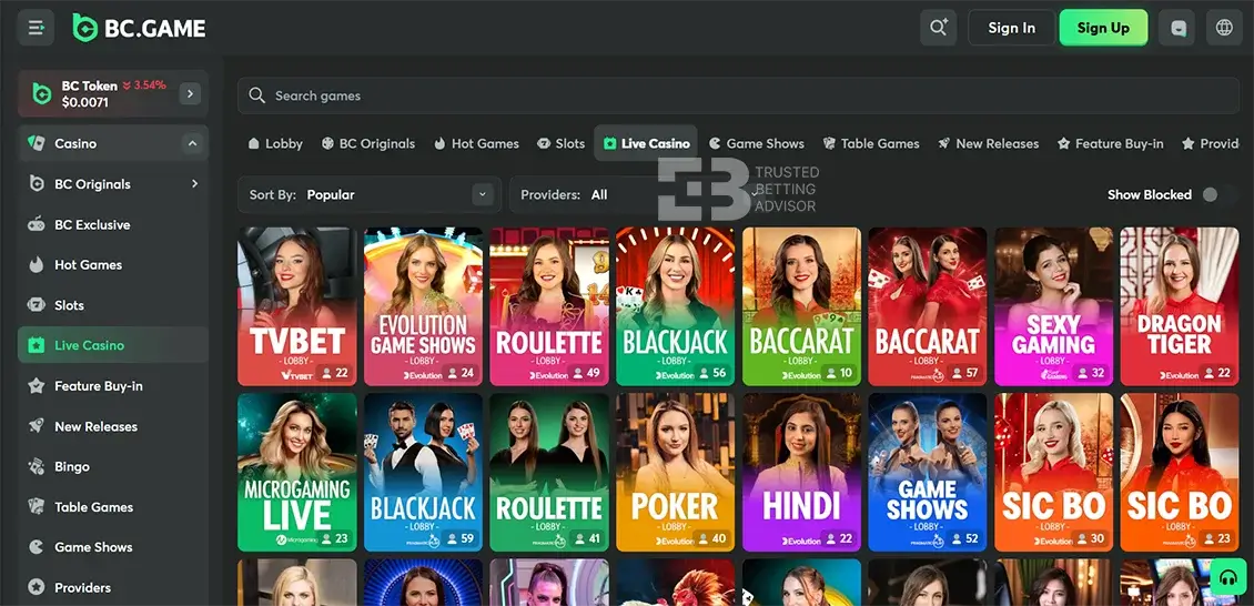 BC Game Live Casino