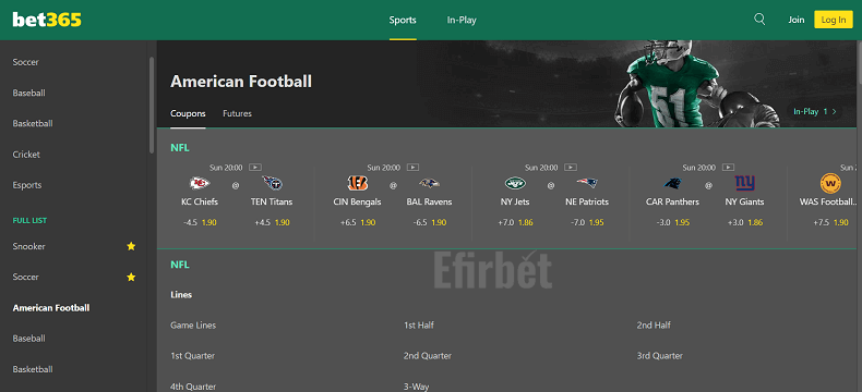 Bet365 NFL Betting