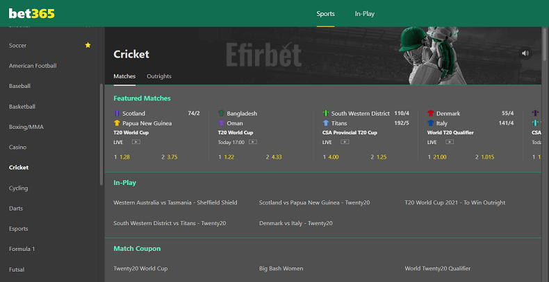 Bet365 cricket betting