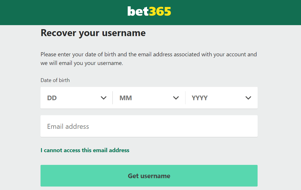 Bet365 forgot username