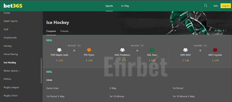 Bet365 hockey betting