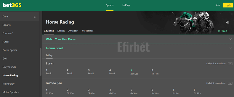 Bet365 horse racings